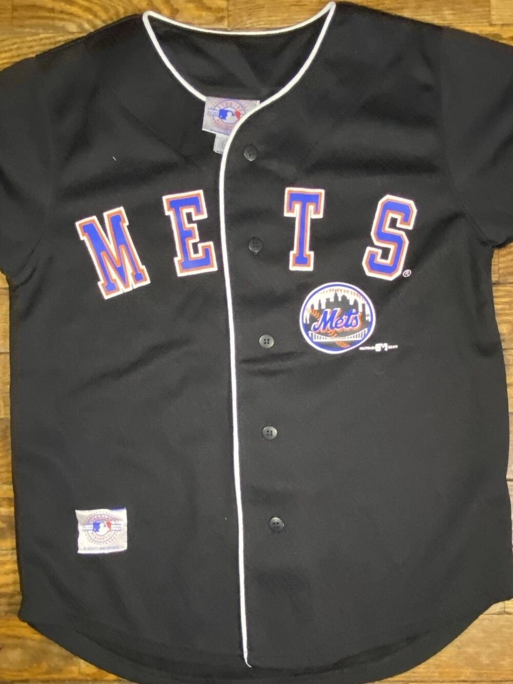 New York Mets #15 Jersey Youth M 10/12 Mighty Mac Sports MLB Black